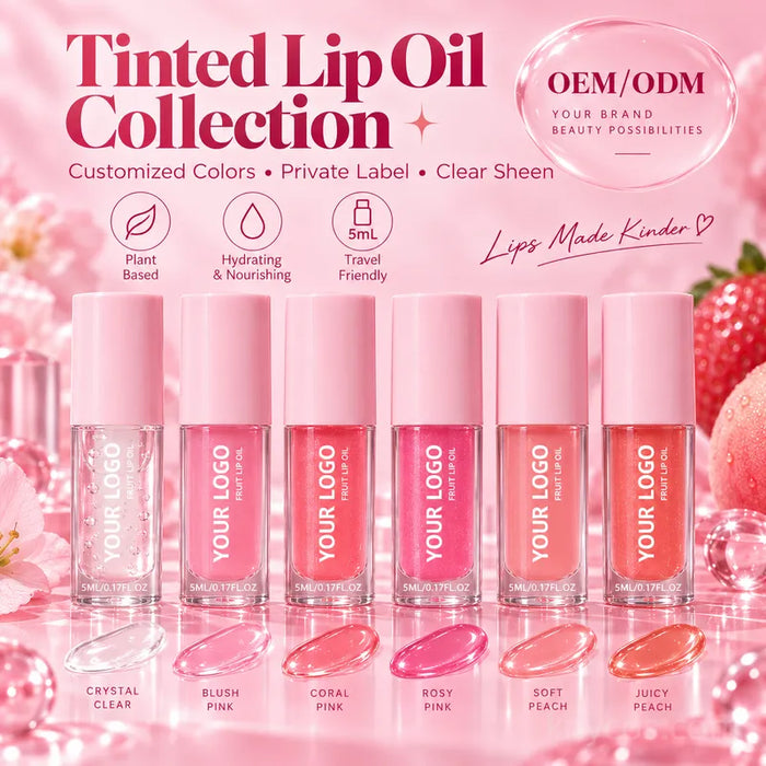 Private Label Plant Tinted Lip Oil - Clear Sheen 5mL