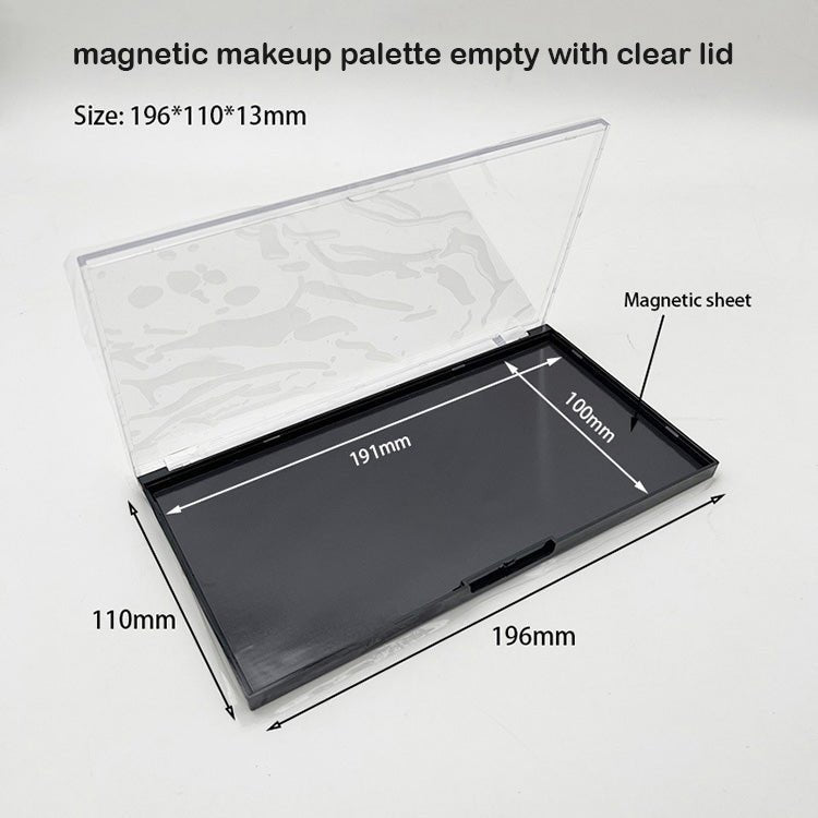 Magnetic Makeup Palette Empty with Clear Lid – Rectangular Black Base - Coosei