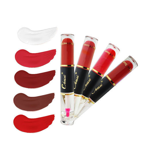 Clear vegan  lip laquer with lip tint wholesale high shine double sided lipgloss