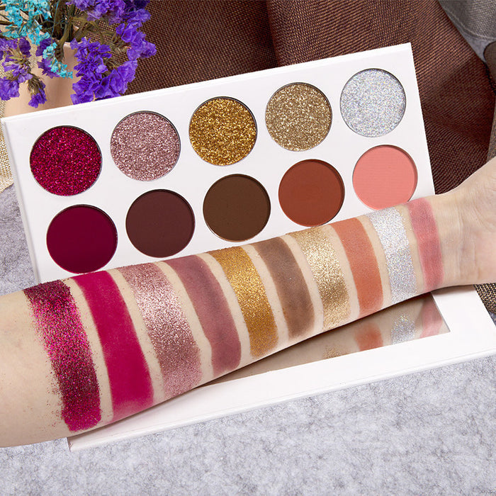 10-Color Eyeshadow Palette - Matte & Glitter Neutrals for Everyday Glam | Vegan & Cruelty-Free