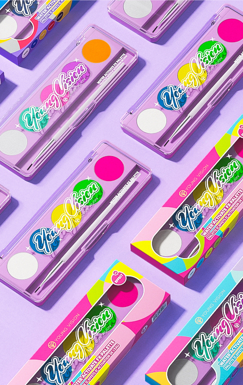 Water-Activated Face & Body Paint Palette Set – Neon Fluorescent, Glow Under UV and Blacklight, FX Makeup for Face Painting, Blacklight Glow, Eyeliner, and Body Art