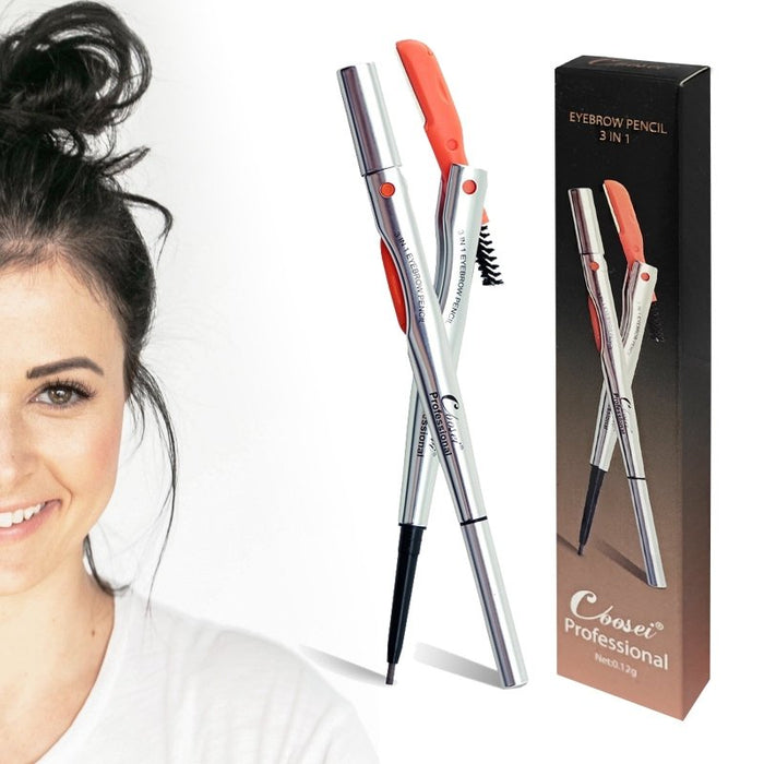 Crayon à sourcils Coosei avec rasoir et pinceau 3 en 1 
