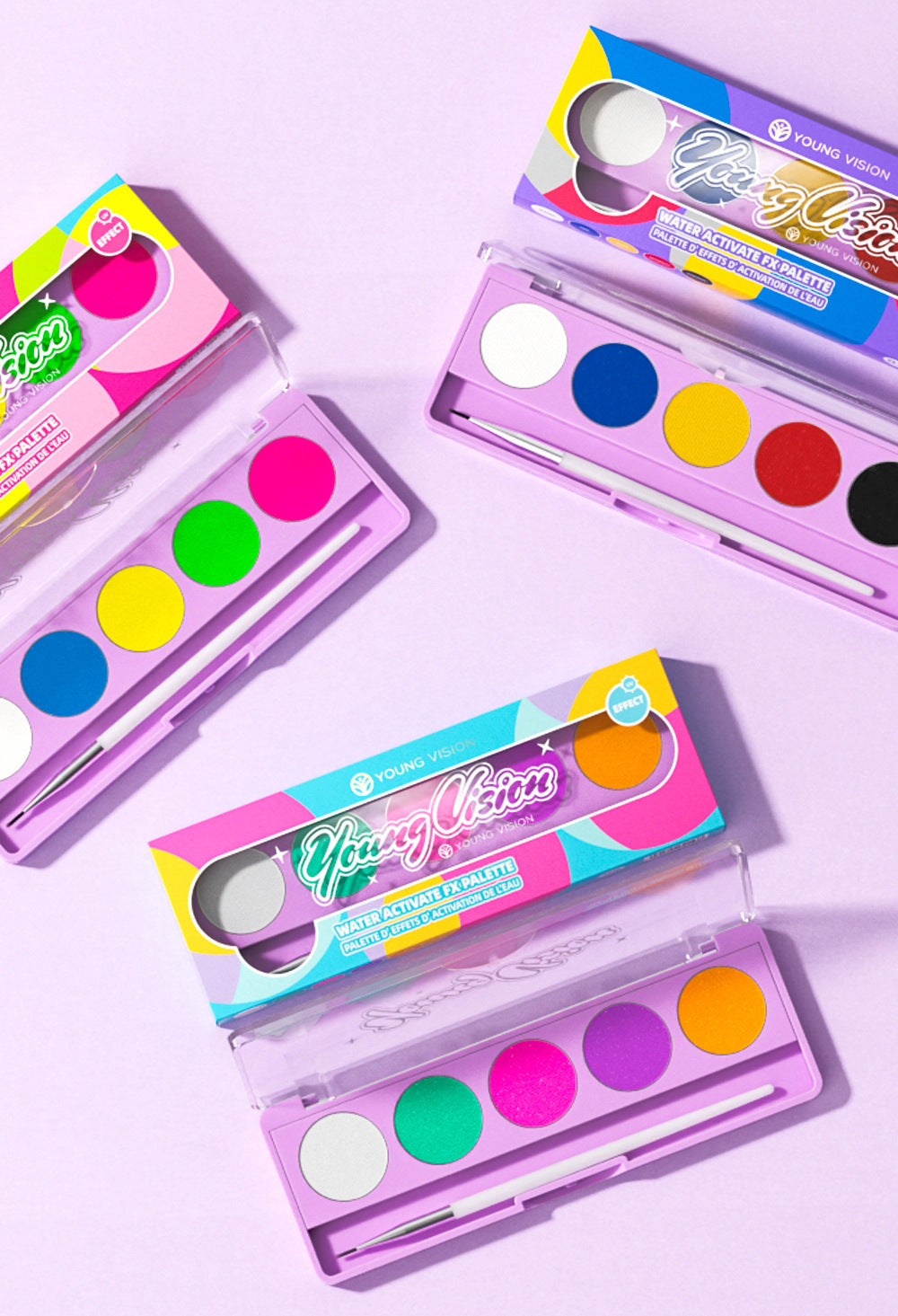 Water-Activated Face & Body Paint Palette Set – Neon Fluorescent, Glow Under UV and Blacklight, FX Makeup for Face Painting, Blacklight Glow, Eyeliner, and Body Art