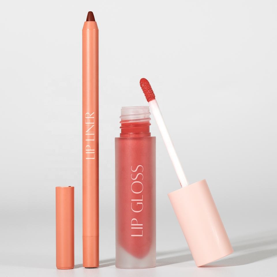 Private Label Vegan Lip Gloss Set - Long - 2 In 1 And Lip Liner