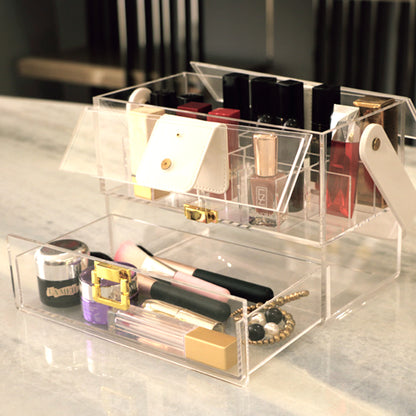 Large Clear Acrylic Cosmetic Makeup Storage Box Organizer - Stylish, Durable, and Functional