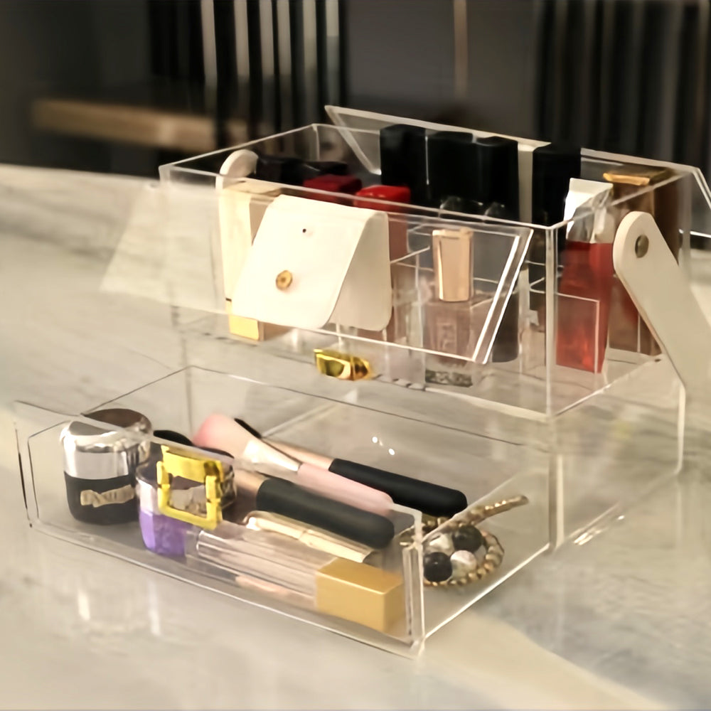 Large Clear Acrylic Cosmetic Makeup Storage Box Organizer - Stylish, Durable, and Functional