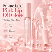 Private Label Pink Lip Oil Gloss - Plumping Tube 5mL