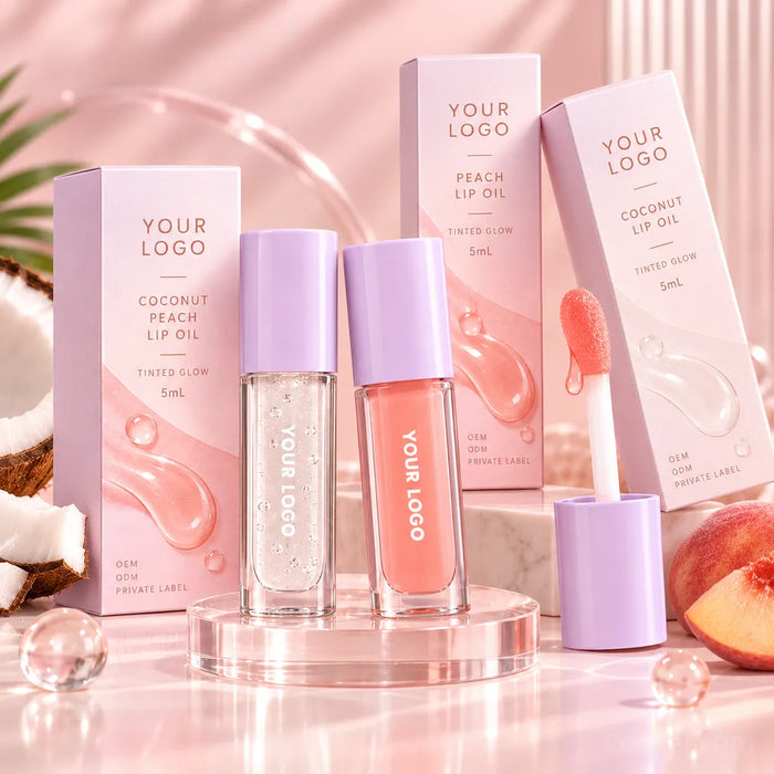 Private Label Coconut Peach Lip Oil - Tinted Glow 5mL