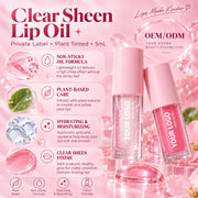 Private Label Plant Tinted Lip Oil - Clear Sheen 5mL