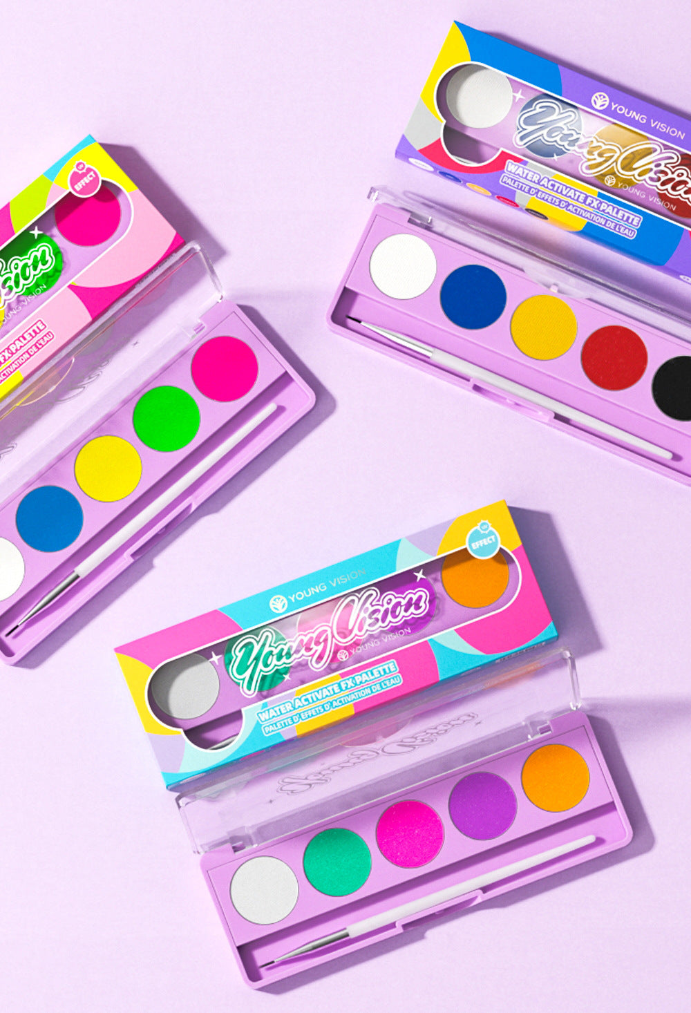 Water-Activated Face & Body Paint Palette Set – Neon Fluorescent, Glow Under UV and Blacklight, FX Makeup for Face Painting, Blacklight Glow, Eyeliner, and Body Art