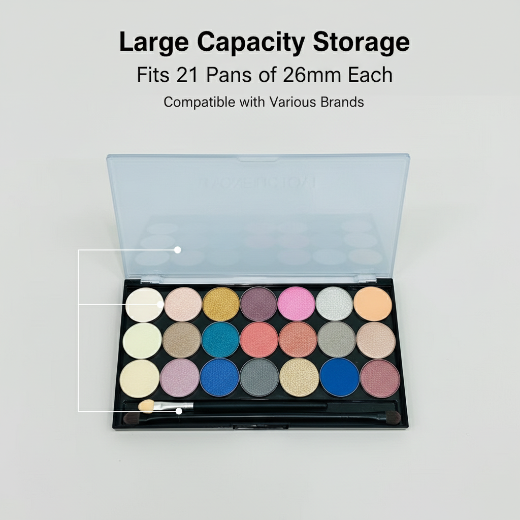 Coosei Empty Magnetic Makeup Palette "Magnetic Love" - 21 Pans Custom Depotting Organizer for Eyeshadow & Blush, Travel MUA Kit